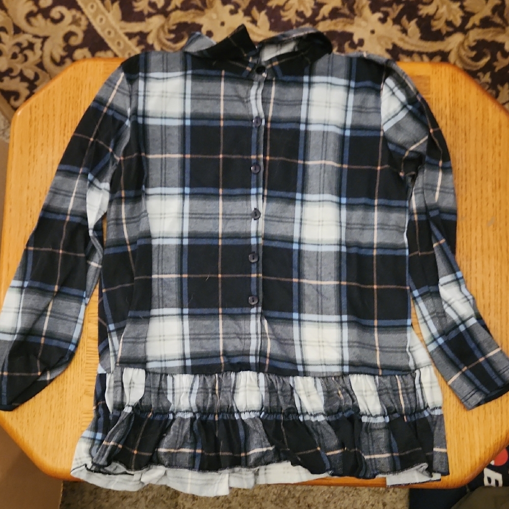 Blue and Black Button Down Shirt with Classic Collar